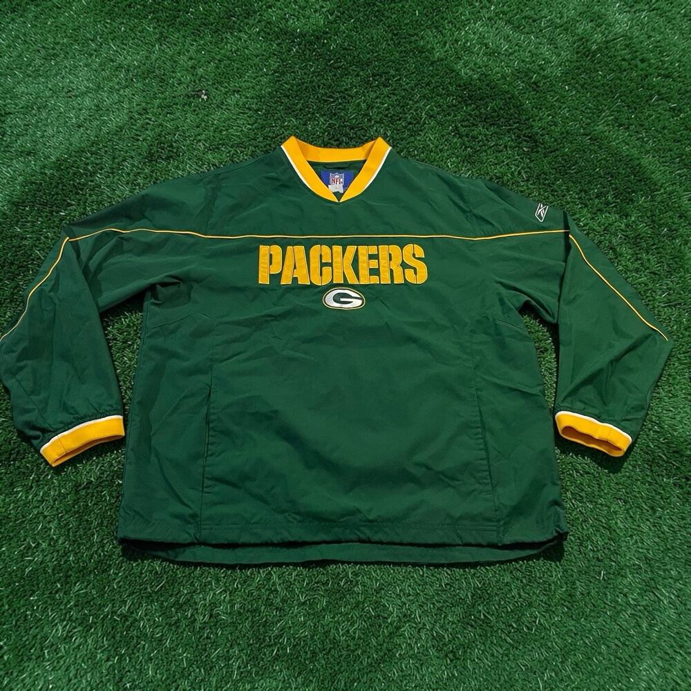 Reebok NFL Green Bay Packers Pullover Windbreaker Jacket L 5340A 2008 On Field